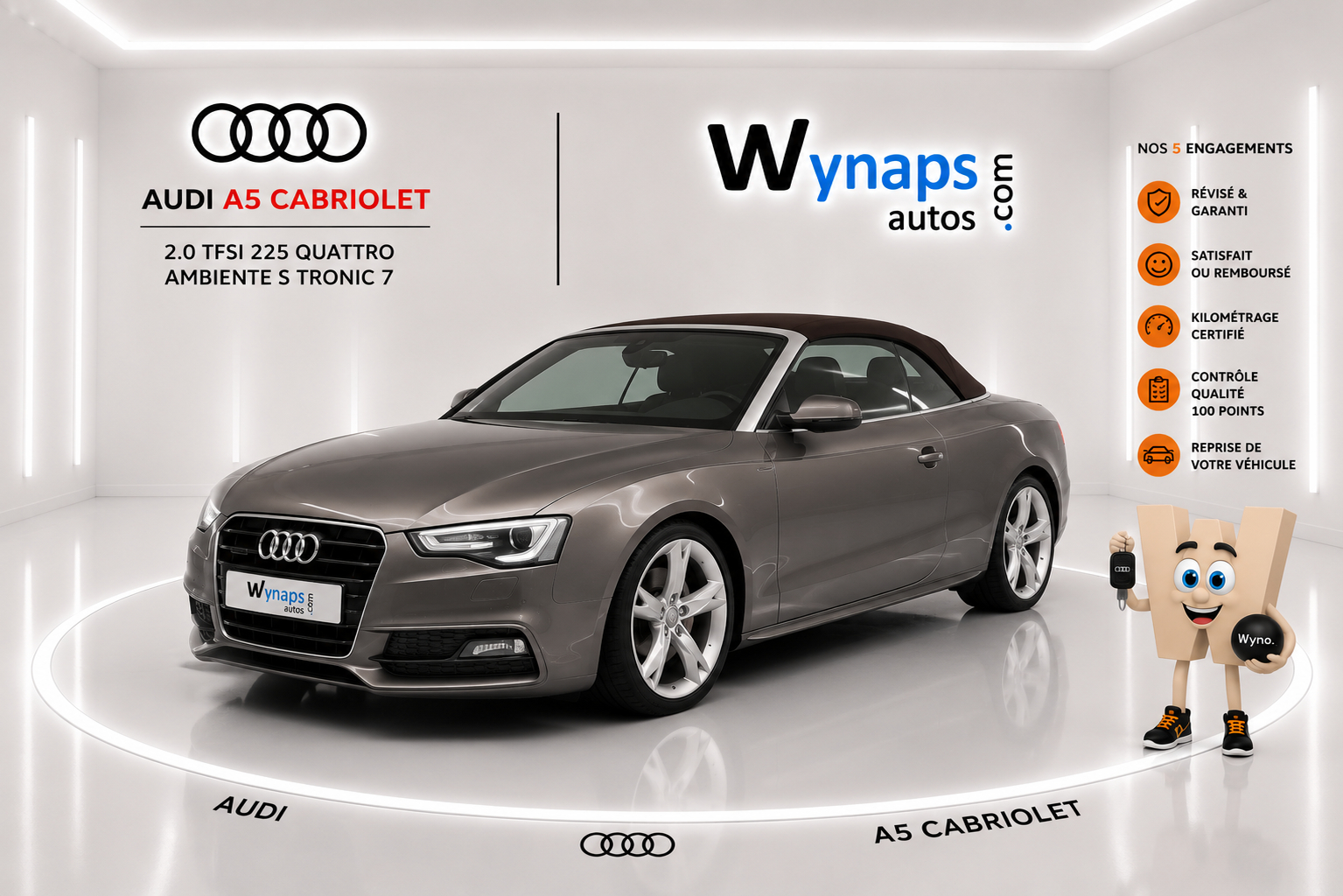 AUDI A5 CABRIOLET 2.0 TFSI 225 Quattro Ambiente S tronic 7 (moteur échange standard)