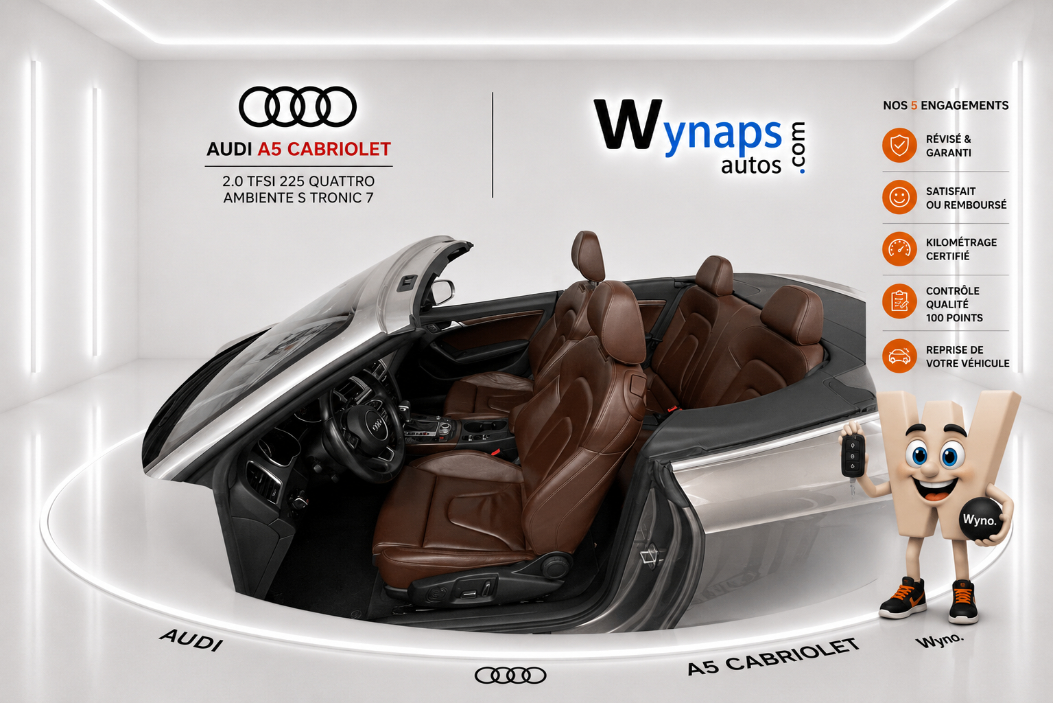 AUDI A5 CABRIOLET 2.0 TFSI 225 Quattro Ambiente S tronic 7 (moteur échange standard)