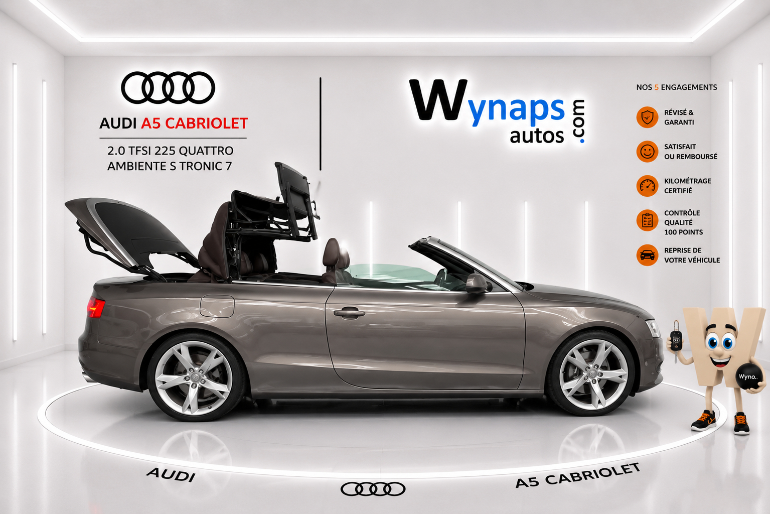 AUDI A5 CABRIOLET 2.0 TFSI 225 Quattro Ambiente S tronic 7 (moteur échange standard)