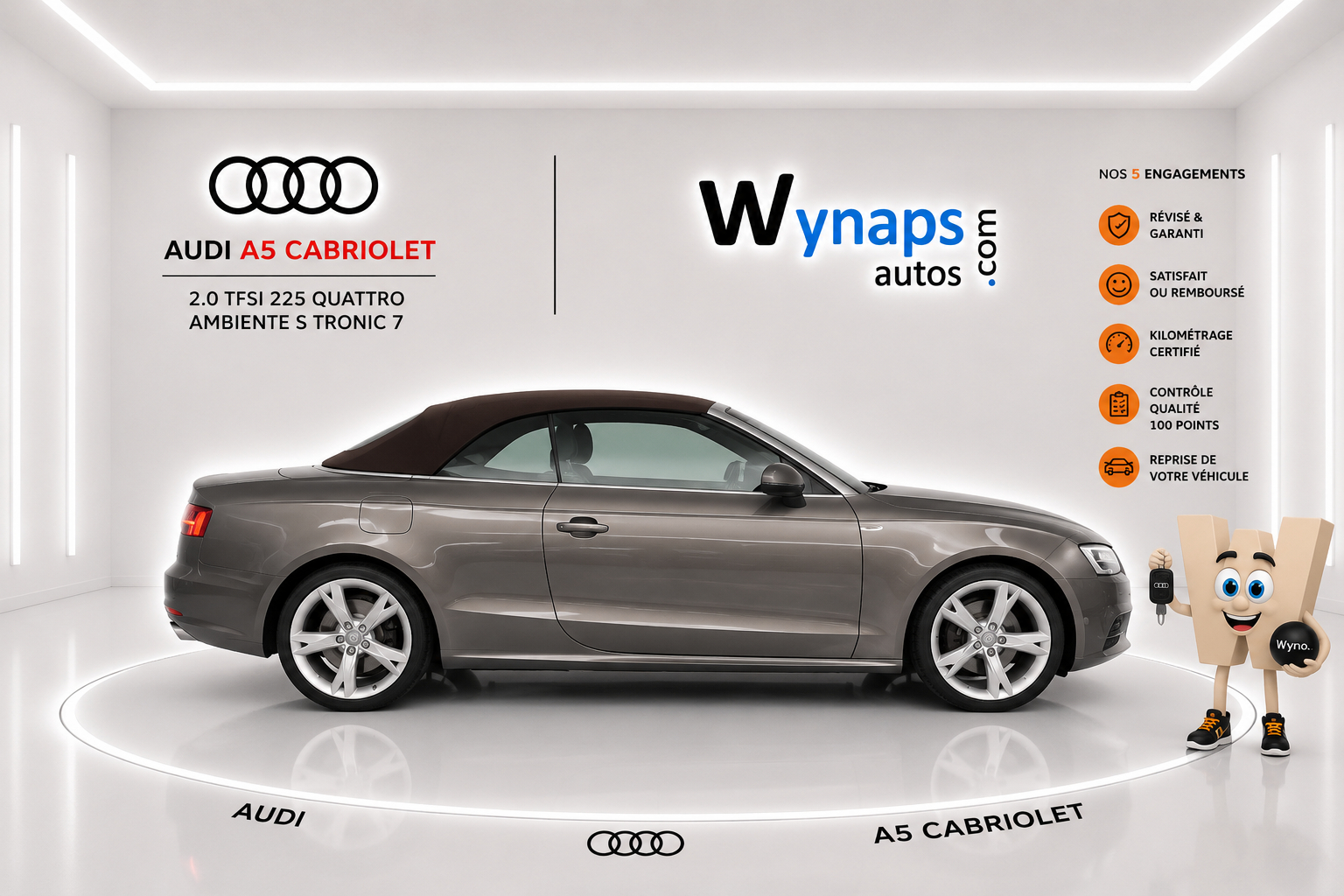 AUDI A5 CABRIOLET 2.0 TFSI 225 Quattro Ambiente S tronic 7 (moteur échange standard)